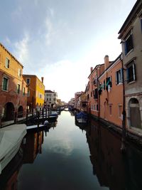 Canal amidst buildings against sky