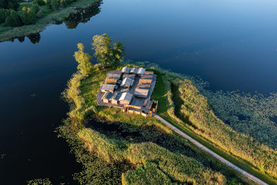 The viking age ancient latgallian fortress in the original place - on a small lake island, latvia