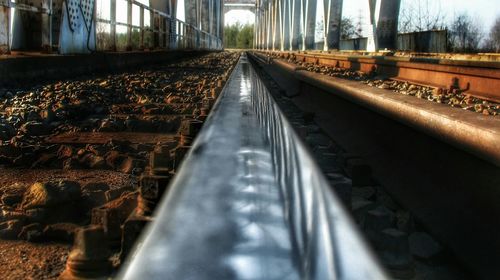 Railroad track at night