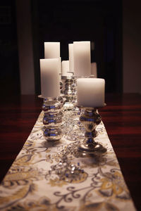 Close-up of wine glass on table at home