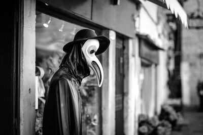 Close-up of man wearing mask