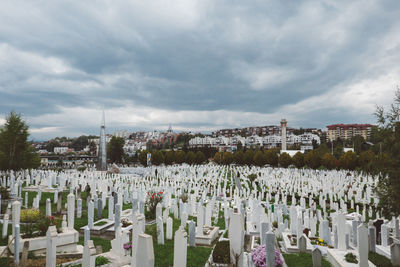 Cemetery against sky