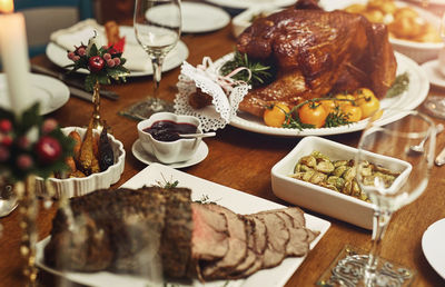 High angle view of food on table