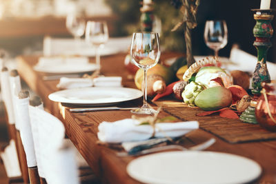 Place setting on table