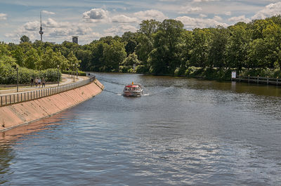 Bridge over river against sky
