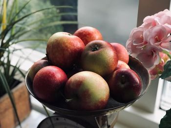 Close-up of apples on table