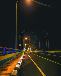 Light trails on bridge at night