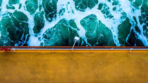 High angle view of ship over sea