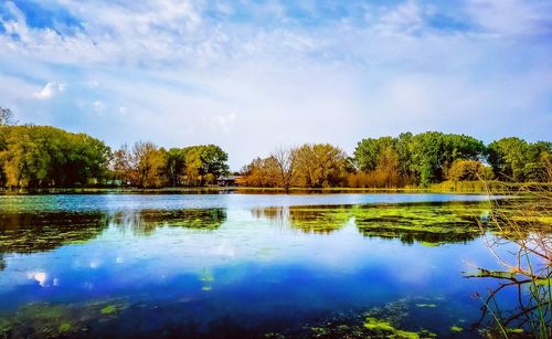 Scenic view of lake against sky