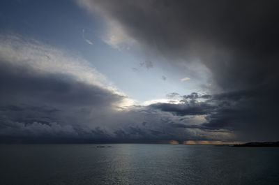 Scenic view of sea against cloudy sky