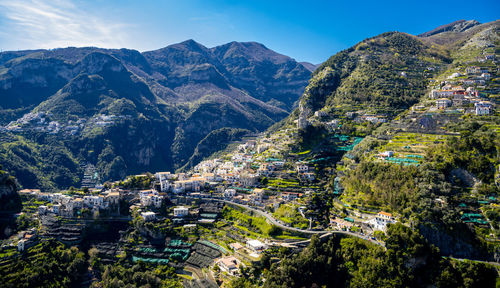 High angle view of townscape against sky