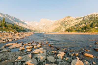 Scenic view of lake against sky