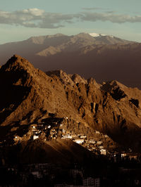 High angle view of townscape against sky