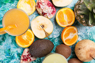 High angle view of food on table