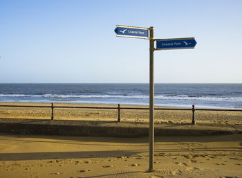 Signpost for the coastal path in sandown, isle of wight