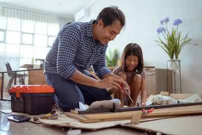 Young man working at table