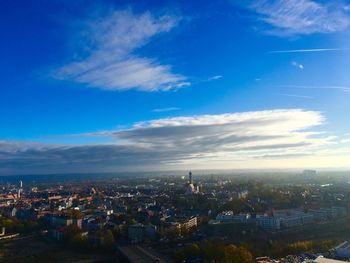 High angle view of townscape against sky