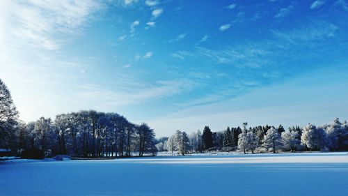 Scenic view of snow covered landscape