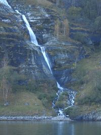 Scenic view of waterfall in forest