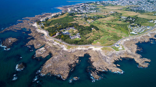 Aerial view of sea against sky