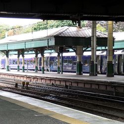 Train at railroad station platform