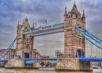 Low angle view of suspension bridge