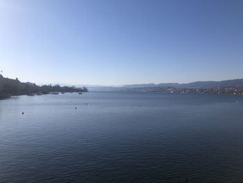 Scenic view of lake against clear sky