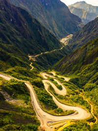 High angle view of mountain road