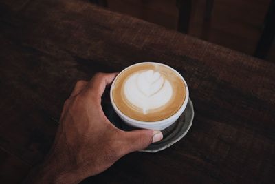 High angle view of coffee cup