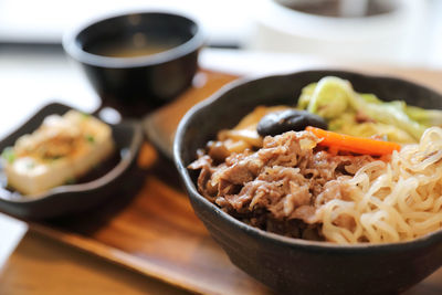 Close-up of food in plate on table