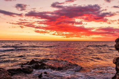 Scenic view of sea during sunset