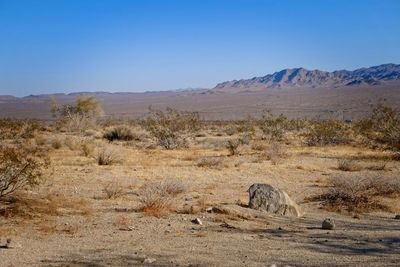 Scenic view of desert against clear sky