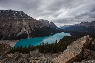 Scenic view of mountains against sky