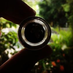 Close-up of person holding glass