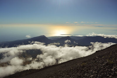 Morning view from rinjani mountain national park, indonesia