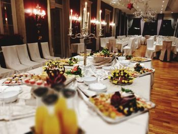 View of food served on table