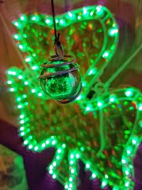 Low angle view of illuminated christmas decoration