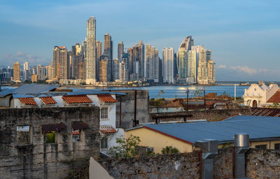 Buildings against sky in city