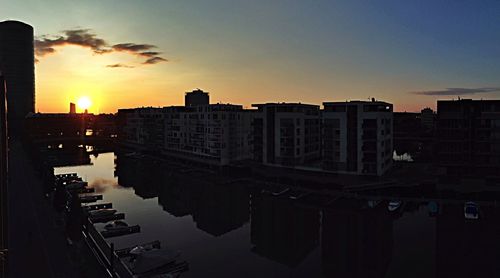 View of buildings at sunset