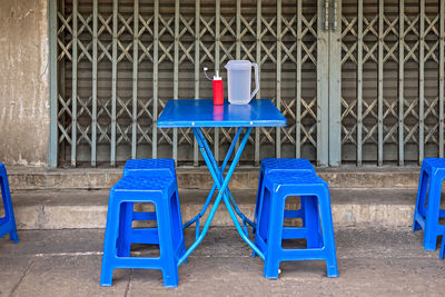 Chairs on blue chair