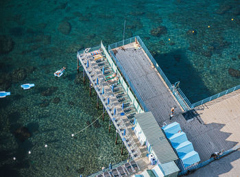 High angle view of pier by sea