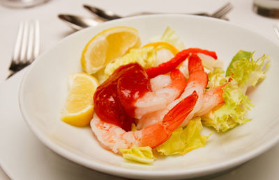 Close-up of meal served in plate