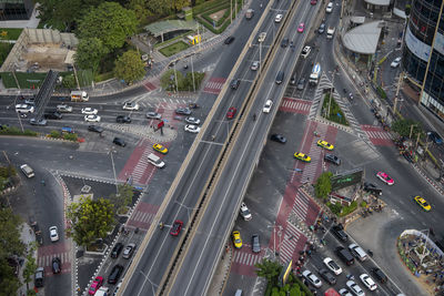 High angle view of city street
