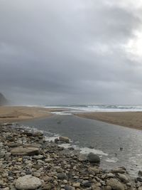 Scenic view of beach against sky