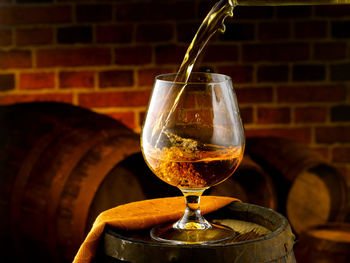 Glass of wine bottles