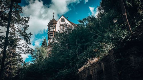 Low angle view of old building against sky