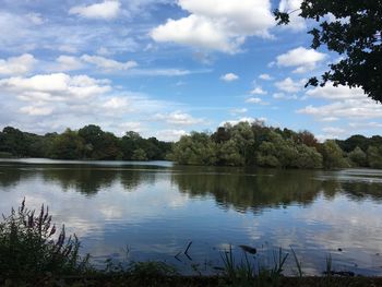 Scenic view of lake against sky