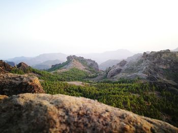 Scenic view of mountains against clear sky