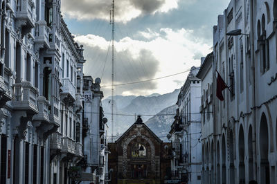 Low angle view of buildings against sky