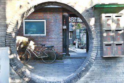 Bicycle in front of building